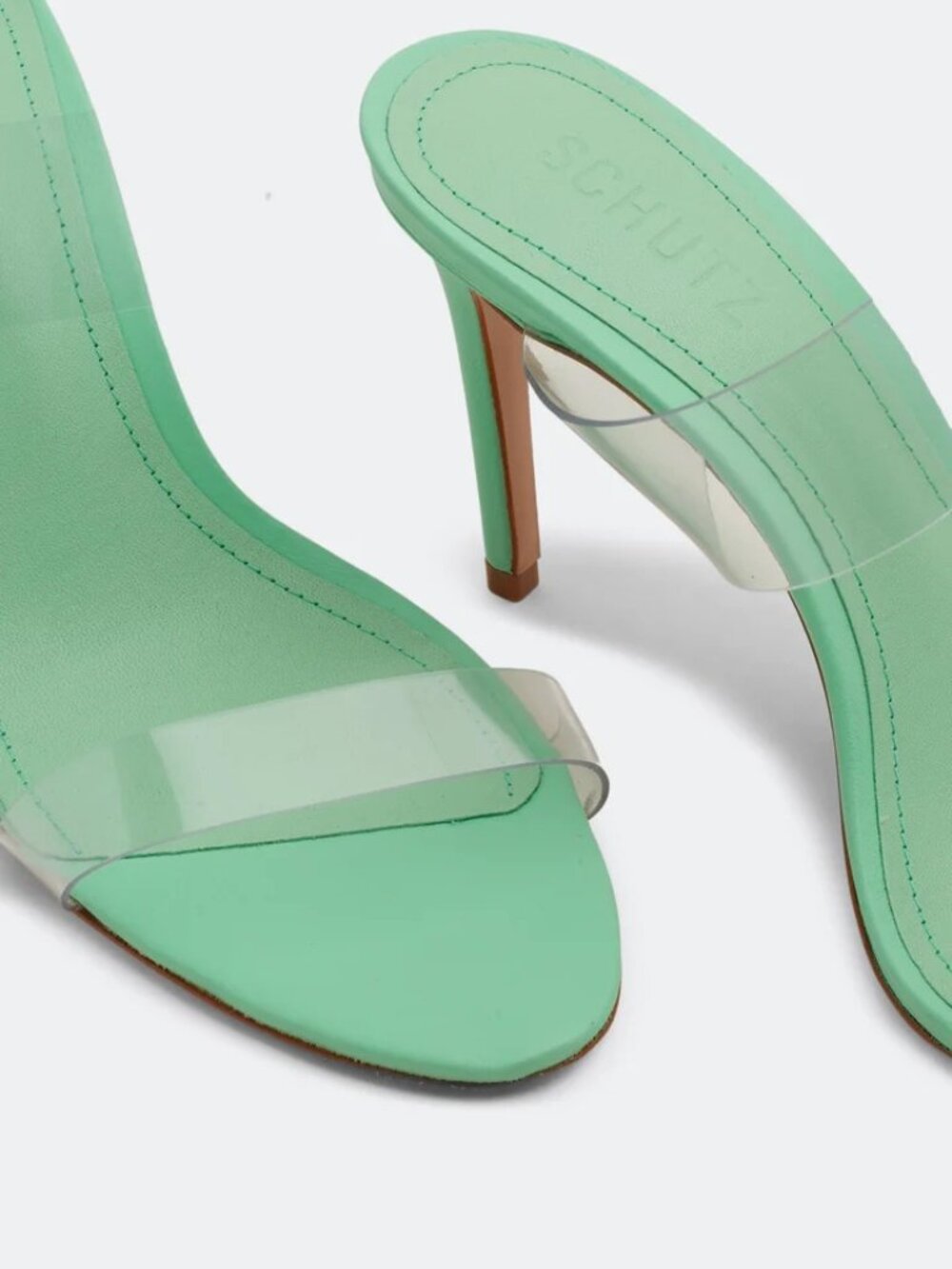 Schutz Ariella Green Leather Sandals Size 5 NIB $137 Retail - Picture 3 of 4